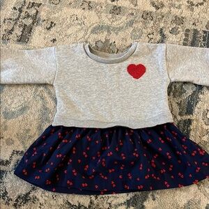 Baby GAP Gray and Navy Kids Casual Dress with Red Heart